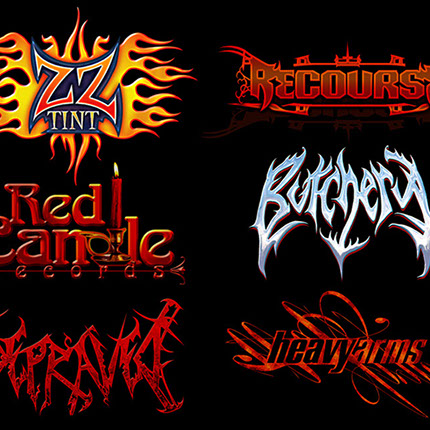 ZZ tint / Recourse / Red Candle Records / Butchery / Depraved / Heavy Arms logos by Mike Hrubovcak / Visualdarkness.com